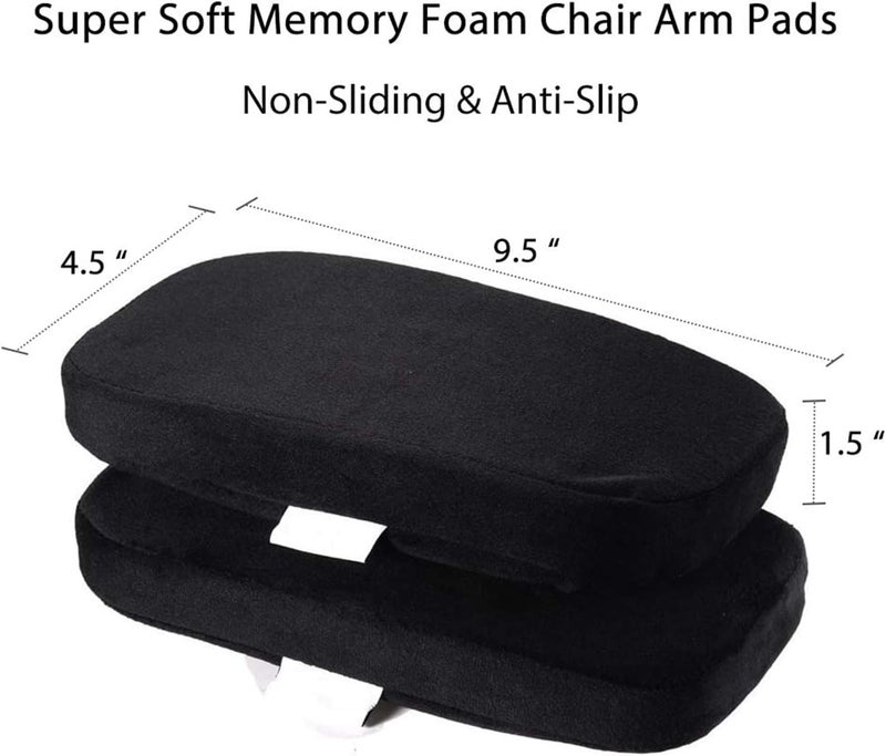 Delfino Ergonomic Memory Foam Office Chair Armrest Pads, Comfy Gaming Chair Arm Rest Covers for Elbows and Forearms Pressure Relief (Set of 2) - Image 2