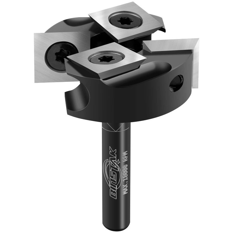 BINSTAK CNC Spoilboard Surfacing Router Bit 1/4" Shank, Slab Flattening Router Bit with 1-3/8" Cutting Diameter, 2+2 Flutes Insert Carbide Wood Planer Router Bits, Planing Bit for Woodworking - Image 1