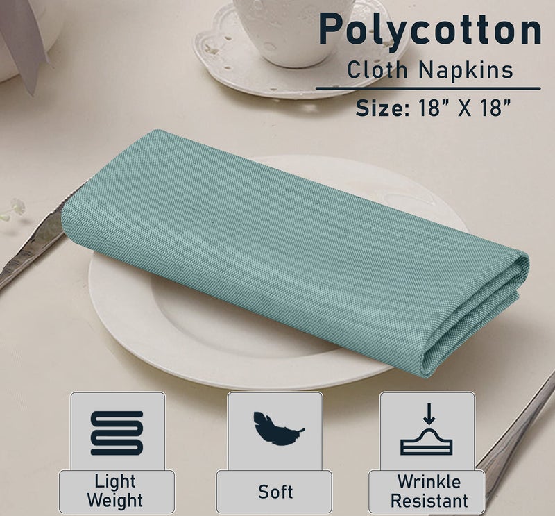 Ruvanti Cloth Napkins Set of 12, 18x18 Reusable Napkins Cloth Washable, Soft & Durable Table Napkin, Poly Cotton Fabric Dinner Napkins for Parties, Christmas, Thanksgiving, Weddings - Teal - Image 3