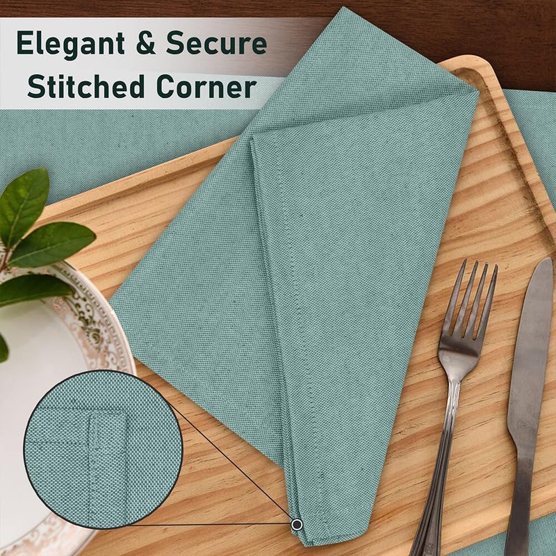 Ruvanti Cloth Napkins Set of 12, 18x18 Reusable Napkins Cloth Washable, Soft & Durable Table Napkin, Poly Cotton Fabric Dinner Napkins for Parties, Christmas, Thanksgiving, Weddings - Teal - Image 2