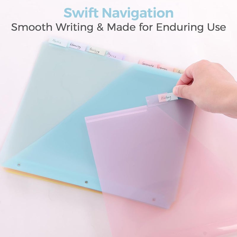 Skydue Binder Dividers with Pockets 8-Tab for 3-Ring Binder, Plastic Binder Dividers with Write on Tabs for School Office Home Blue - Image 2
