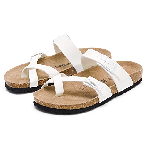 mysoft Women's Cork Footbed Sandals Double Adjustable Buckle Slide Sandals Slip On Walking Summer Shoes - Image 4