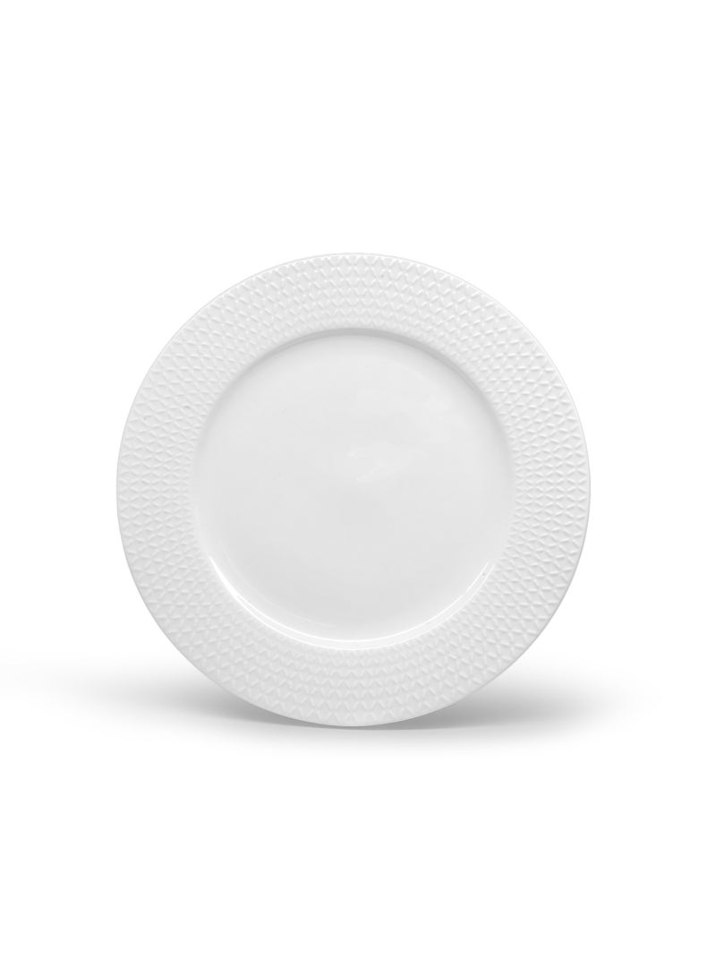 16-Piece Diamond Texture Embossed Scratch-Resistant & Microwave Safe Ceramic Dinnerware Set, Set for 4 - Image 2