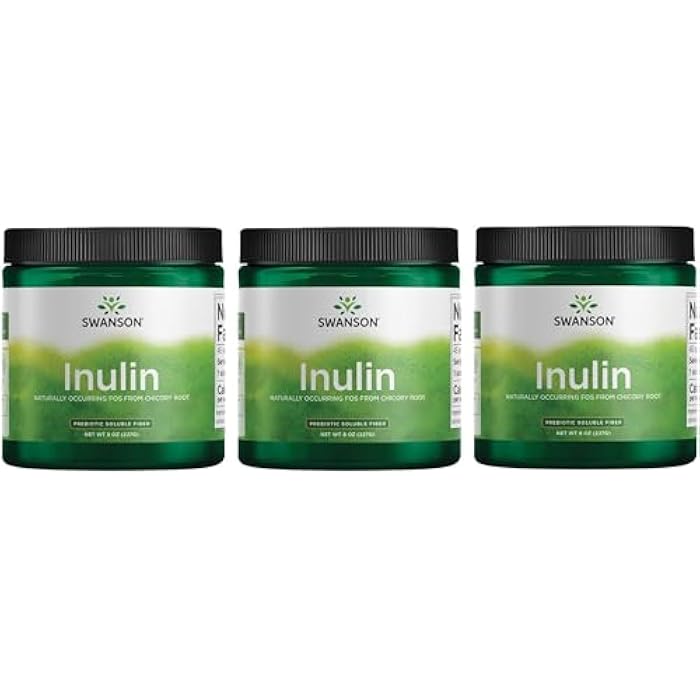 Swanson Inulin - Prebiotic Soluble Fiber Powder Promoting Digestive Health - Naturally Occurring FOS from Chicory Root Supporting Overall Gut Performance - (8 oz Each) (3 Pack) - Image 1
