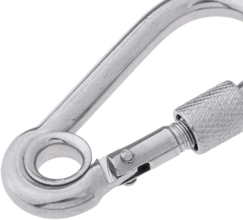 klarako Stainless Steel 316 Spring Hook Carabiner Safety Clip, Locking Heavy Duty Carabiner Screw Lock Hooks Quick Link Dog Leash Keys Organizer - Image 2