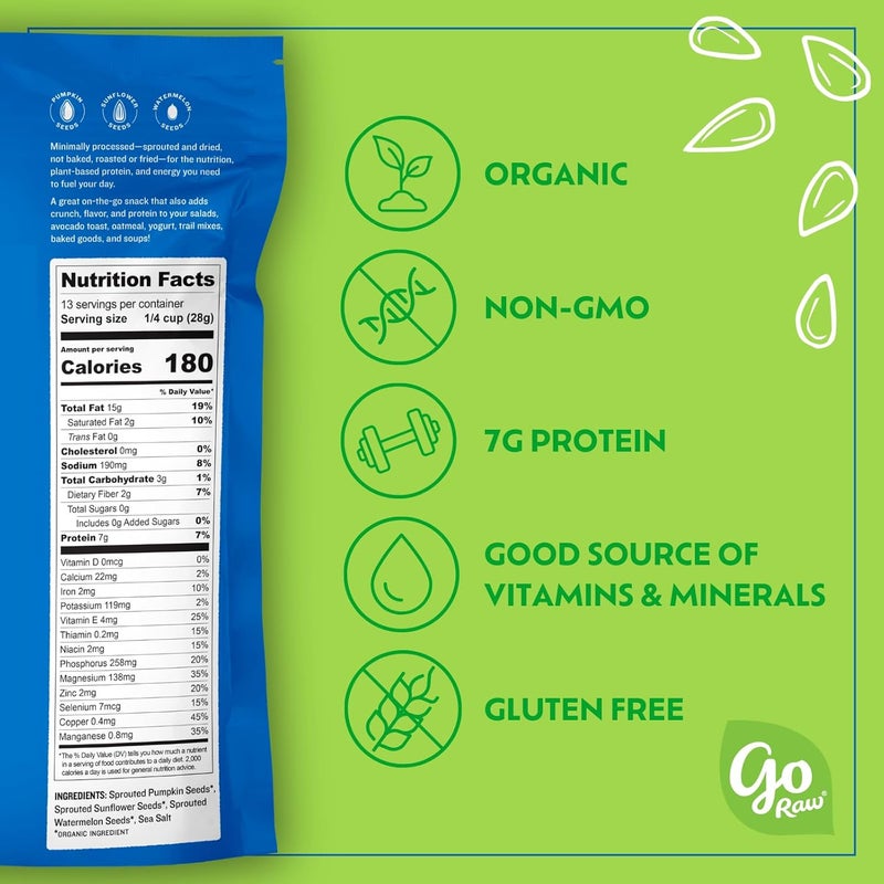 Go Raw Organic Sprouted Mixed Seeds with Sea Salt - 13 oz Resealable Pouch - Image 2