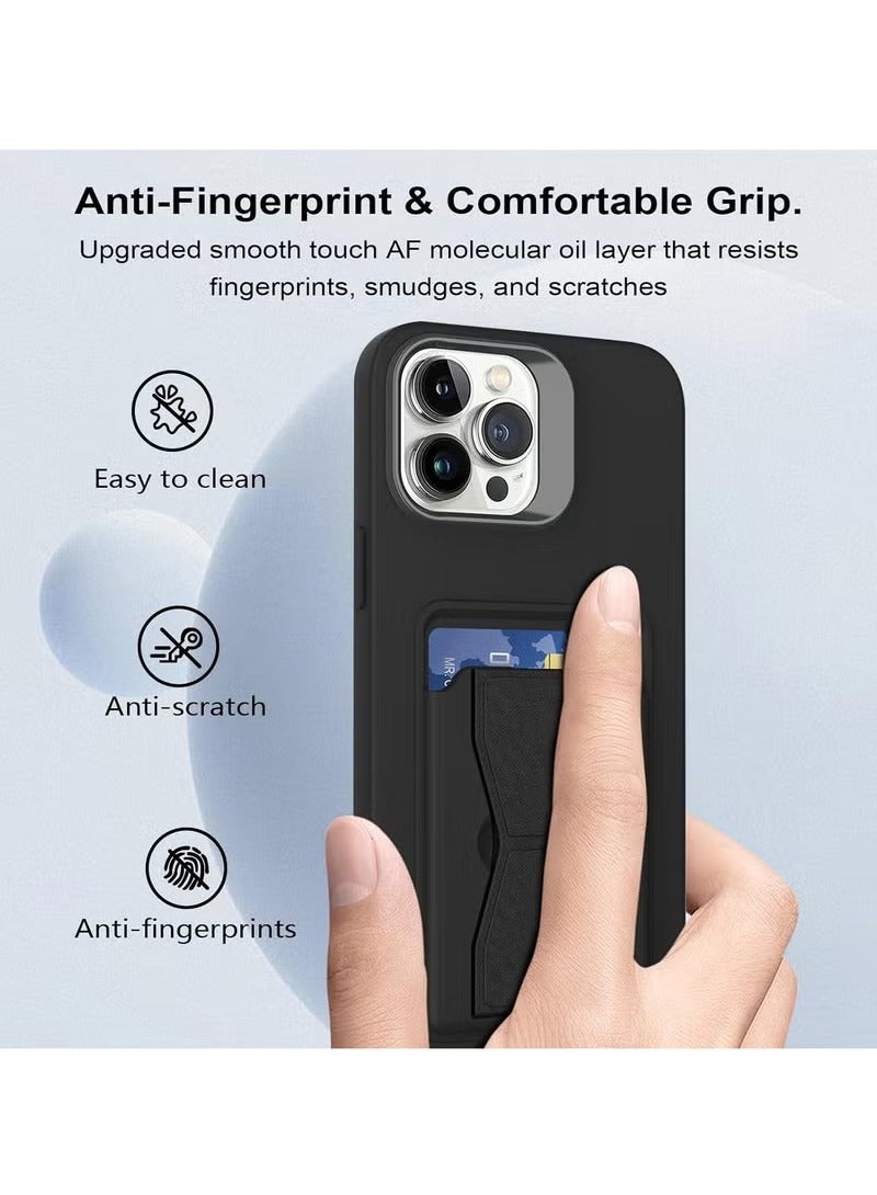 MIGOFAST Leather Card Holder Case Compatible with iPhone 16 Pro 6.3 inch Shockproof Leather Back Card Storage Plus Phone Stand - Image 4