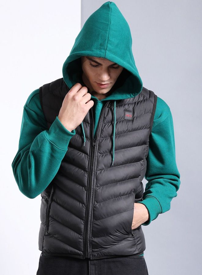 The Indian Garage Co Men Regular Fit Solid High Neck Sleeveless Jacket - Image 1