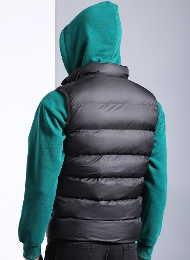 The Indian Garage Co Men Regular Fit Solid High Neck Sleeveless Jacket - Image 2