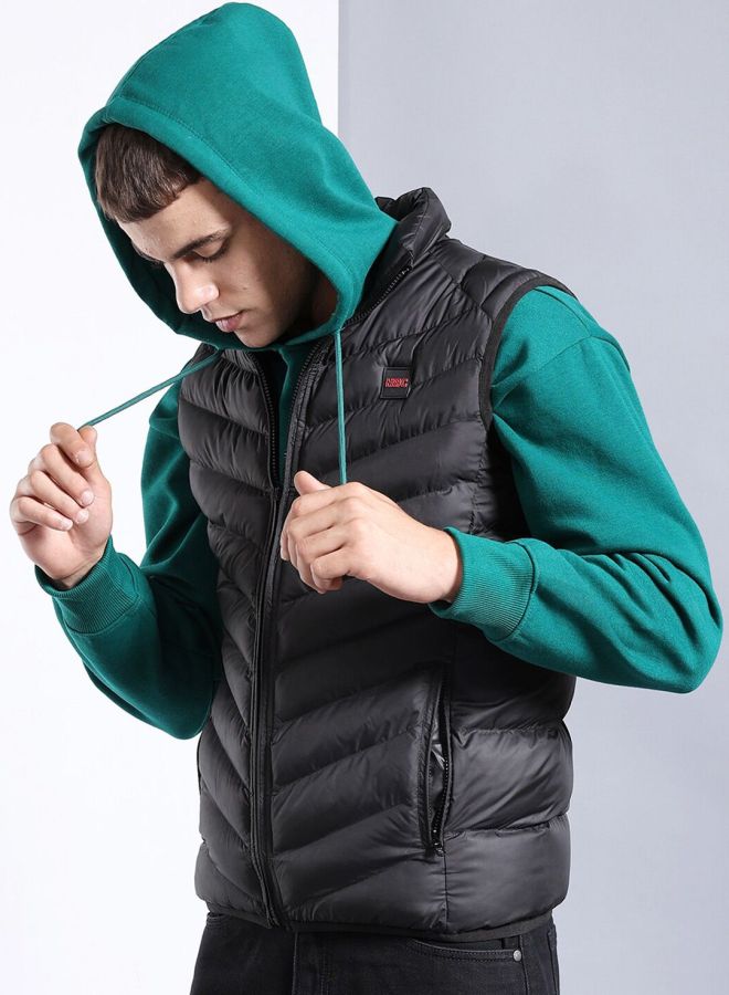 The Indian Garage Co Men Regular Fit Solid High Neck Sleeveless Jacket - Image 3