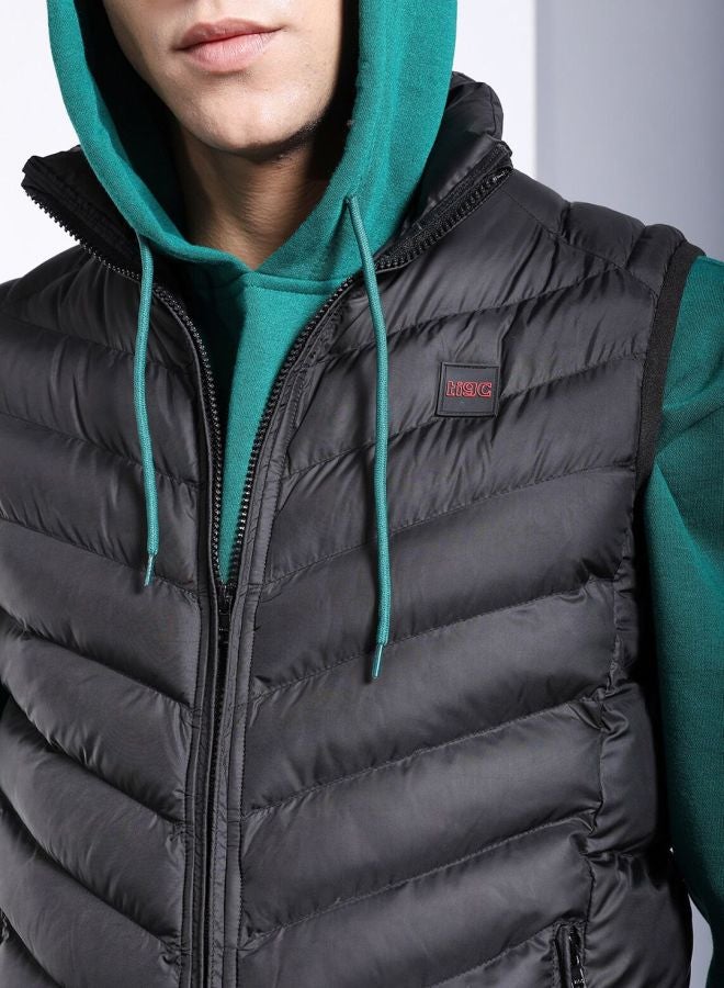 The Indian Garage Co Men Regular Fit Solid High Neck Sleeveless Jacket - Image 5