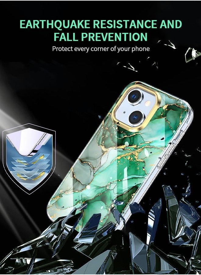 For iPhone 14 Case,Marble Shockproof Protective Phone Case with 1 PET Screen Protector,Drop Resistant cover,Stylish Slim TPU Shell Compatible 6.1 Inch