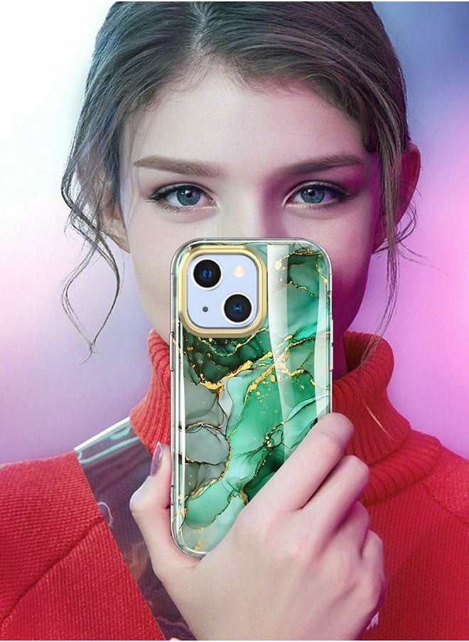 For iPhone 14 Case,Marble Shockproof Protective Phone Case with 1 PET Screen Protector,Drop Resistant cover,Stylish Slim TPU Shell Compatible 6.1 Inch