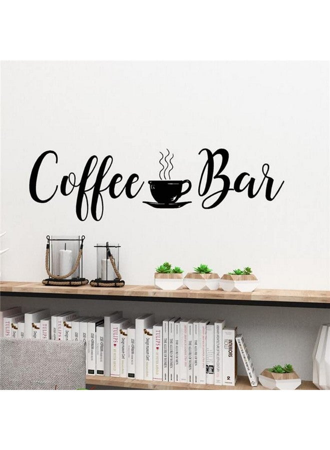 JURUOXIN Coffee Bar Quotes Wall Decals Art Stikcer Decoration Vinyl House Home Bedroom Decor Wall Art Design Ymx67 (57X17Cm Black) - Image 1