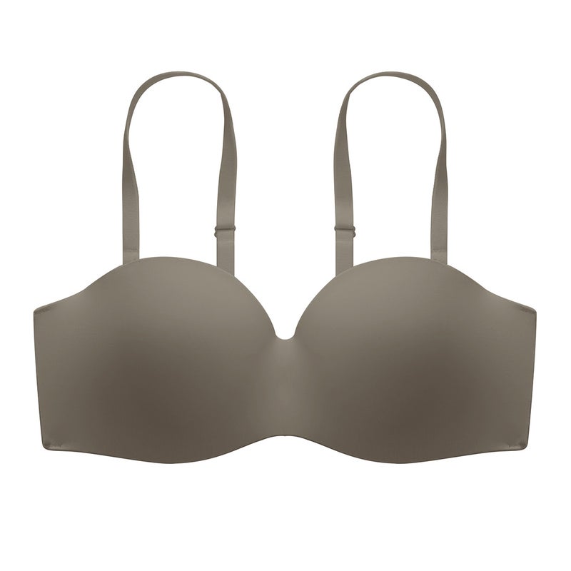Strapless Bra Invisible Anti-Slip Push-Up Coffee  - Image 1