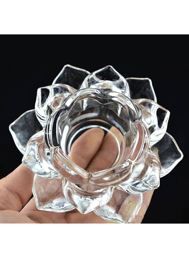 erorex 3 Tier Candlestick Holder Crystal Clear Lotus Flower Tealight Holder  - Image 3
