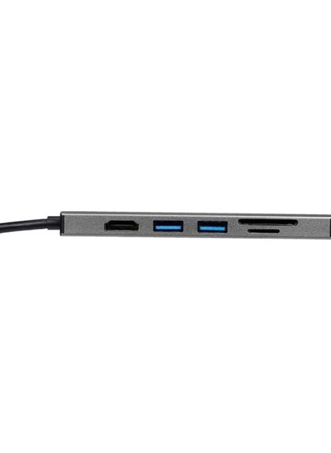 NIBEMINENT - 6-In-1 Type-C To USB 3.0 Charging Hub Grey - Image 1