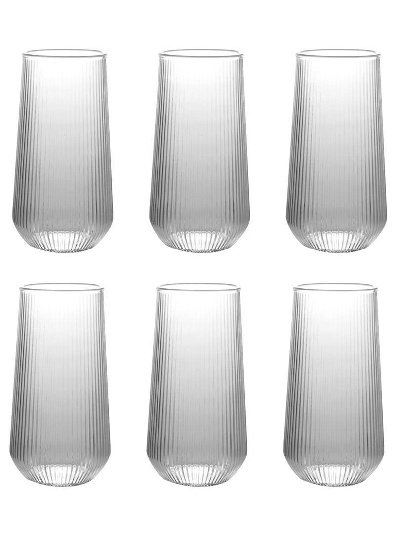 Glass Set, Set Of Six, Striped Transparent Water Drop Cup, Can Be Used For Drinking Water, Coffee, Tea, Juice, Milk, 500Ml - Image 1