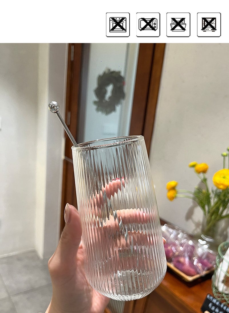 Glass Set, Set Of Six, Striped Transparent Water Drop Cup, Can Be Used For Drinking Water, Coffee, Tea, Juice, Milk, 500Ml - Image 3