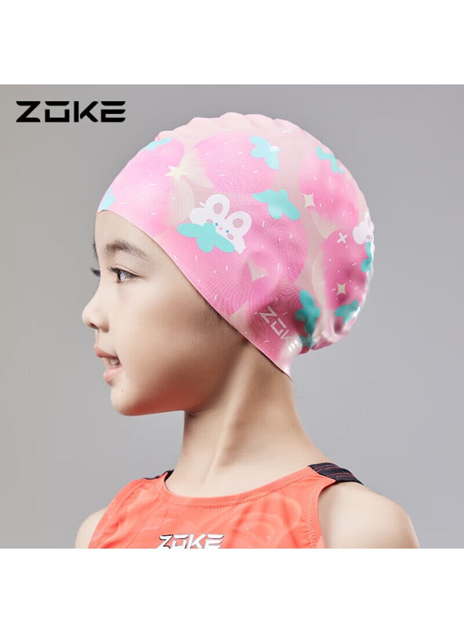 Zoke Children's Swim Cap For Girls, Silicone Waterproof Ear Protection, Cartoon Anime Design, Comfortable, Non-binding, Pink, 623503206-3 - Image 4