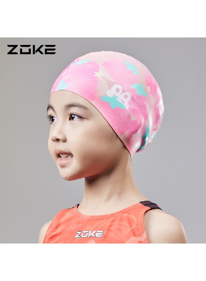 Zoke Children's Swim Cap For Girls, Silicone Waterproof Ear Protection, Cartoon Anime Design, Comfortable, Non-binding, Pink, 623503206-3 - Image 3