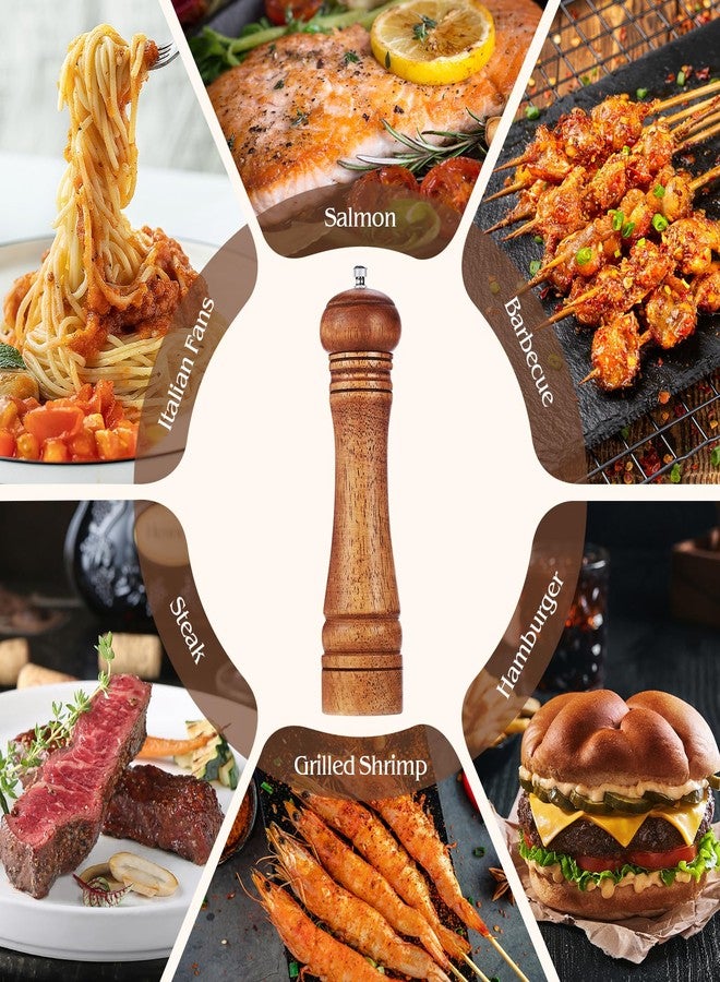 Perfekitsup 8 Inch Wood Pepper Grinder Pepper Mill,Adjustable Coarseness Wooden Peppermill, Retro Style Ceramic Grinding Mechanism Salt Mill Refillable - Image 5