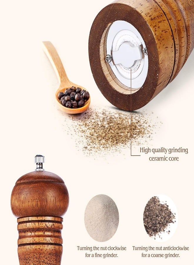Perfekitsup 8 Inch Wood Pepper Grinder Pepper Mill,Adjustable Coarseness Wooden Peppermill, Retro Style Ceramic Grinding Mechanism Salt Mill Refillable - Image 3
