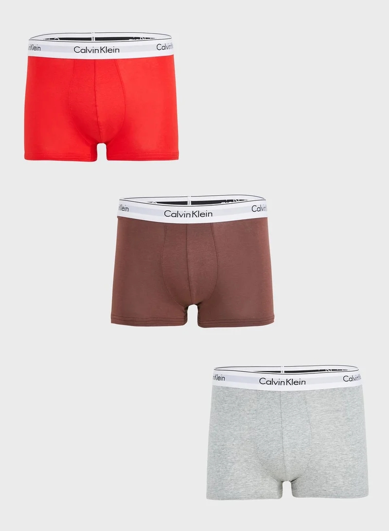 CALVIN KLEIN 3 Pack Logo Band Trunks