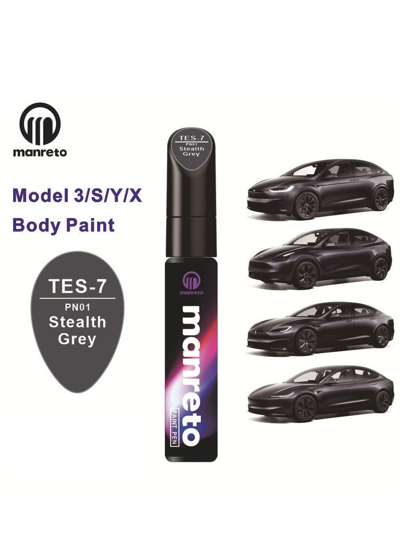 Manreto Car Touch Up Paint for Tesla Model Y/3/S/X, 2 in 1 DIY Car Paint Scratch Repair Kit, Scratch Remover Pen for Tesla（Solid Black） - Image 1