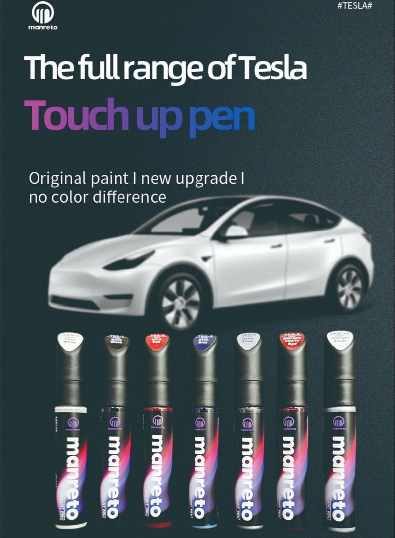 Manreto Car Touch Up Paint for Tesla Model Y/3/S/X, 2 in 1 DIY Car Paint Scratch Repair Kit, Scratch Remover Pen for Tesla（Solid Black） - Image 2