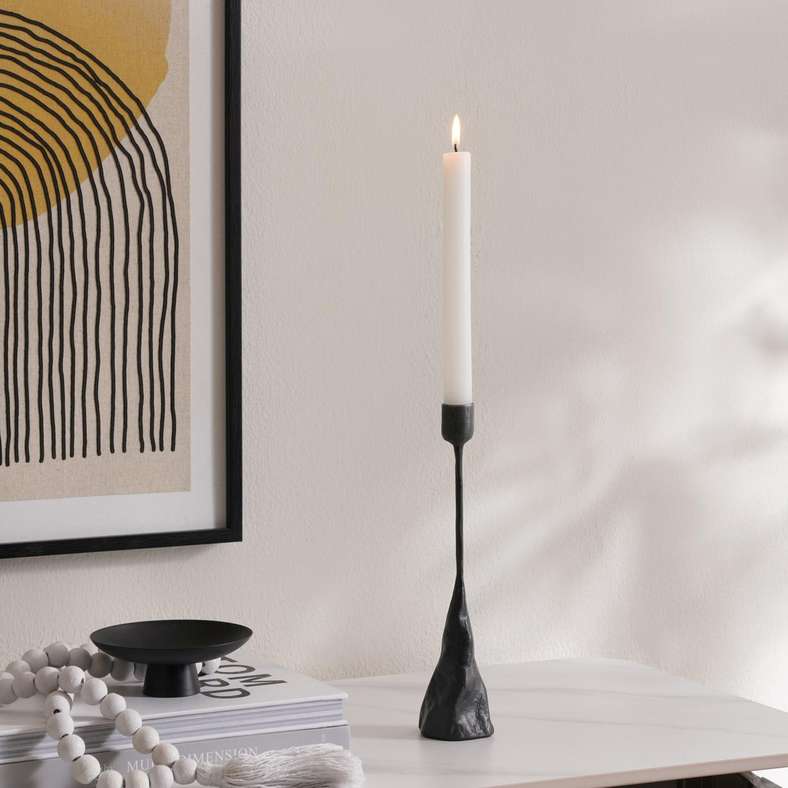 Pan Home Haco Metal Taper Candle Holder 6x5.75x25cm - Antique Grey