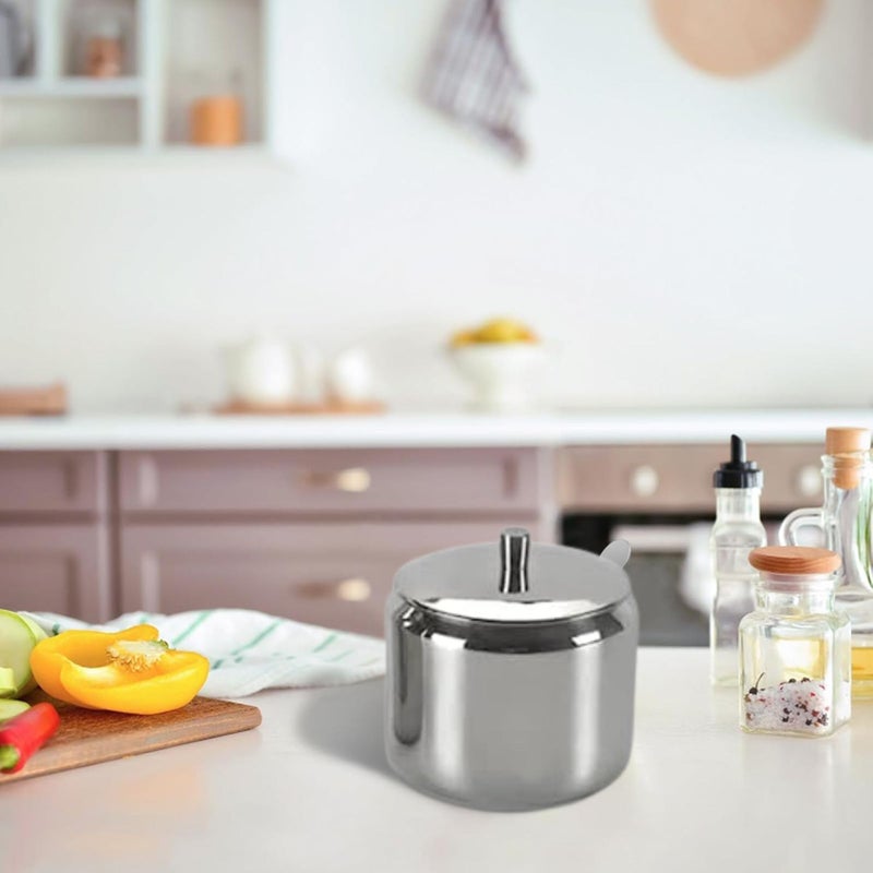 FINALITY وعاء سكر من الفولاذ المقاوم للصدأ مع غطاء للتقديم، 170 مل، فضي - Image 4