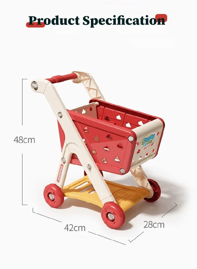 Kids Shopping Cart,Kids Kitchen Toys Set - 26 PCS Durable Pretend Play Kitchen Toys for Toddler,Play House Kitchen Toys For Kids,With fruit and vegetable and snack box,Shopping Cart Toy for Girls Boys Ages 2+  - Image 2