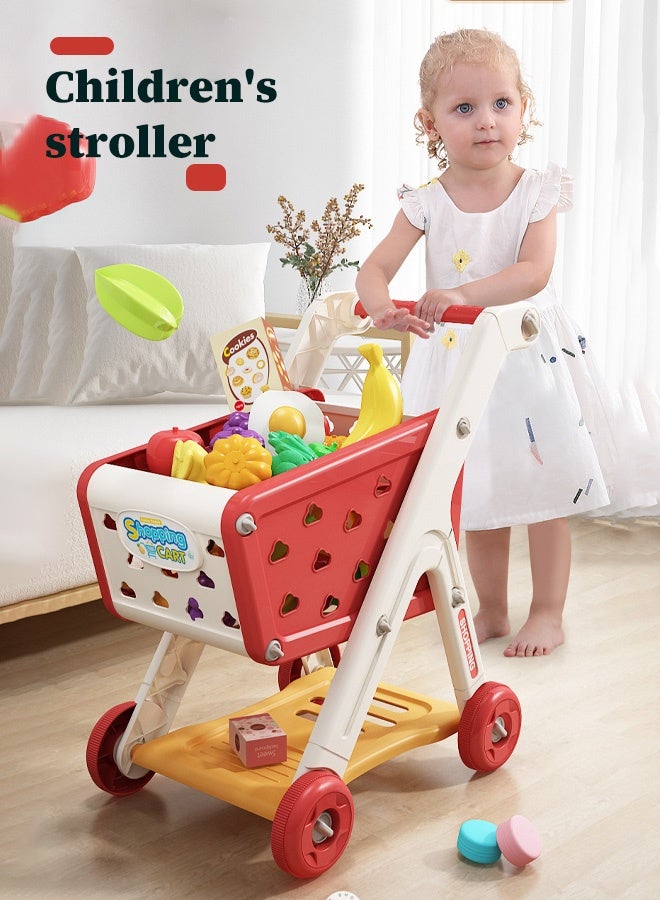 Kids Shopping Cart,Kids Kitchen Toys Set - 26 PCS Durable Pretend Play Kitchen Toys for Toddler,Play House Kitchen Toys For Kids,With fruit and vegetable and snack box,Shopping Cart Toy for Girls Boys Ages 2+  - Image 3