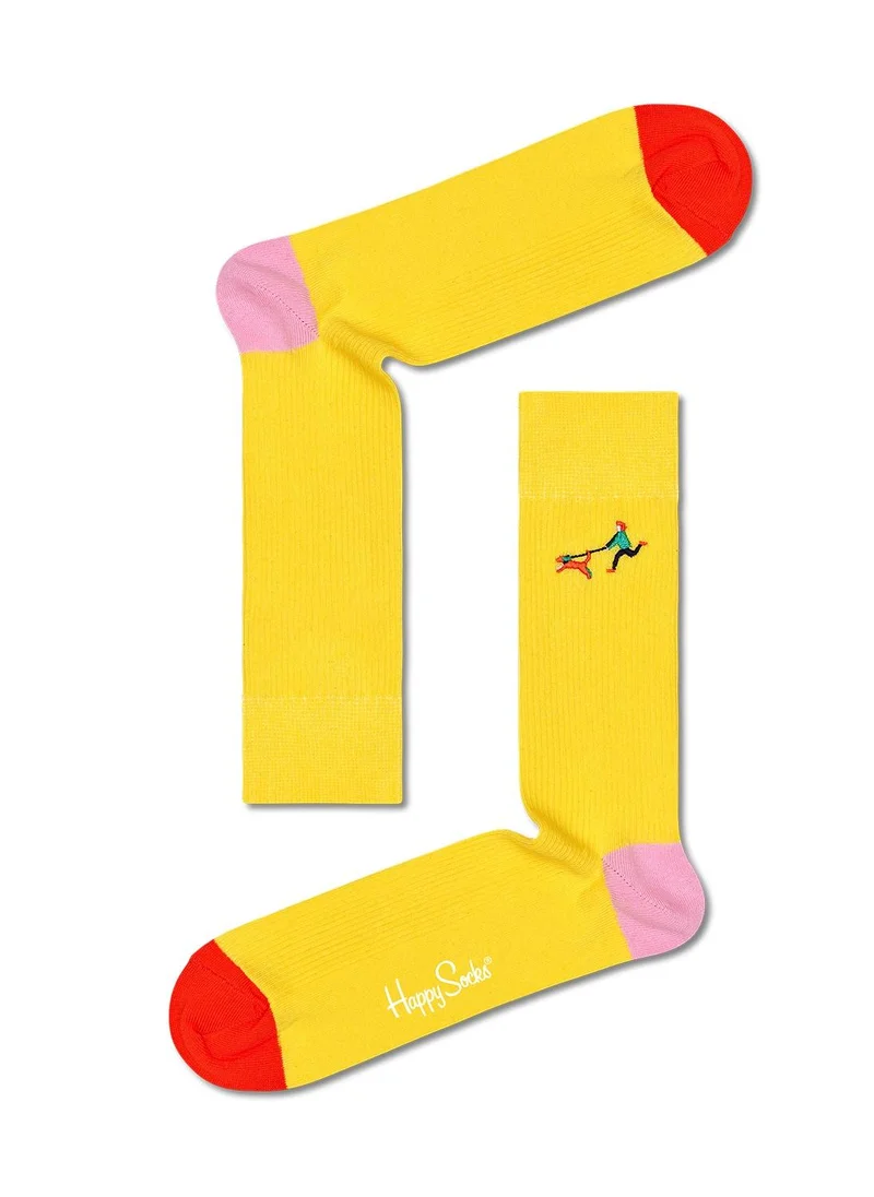 Happy Socks RIBBED EMBRODIERY RUN THE DOG SOCK