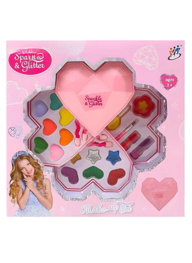 DAT Sparkle & Glitter Heart Makeup Set for Girls, Multi‑Layer Kids Cosmetics Box, Ages 3+ - Image 2