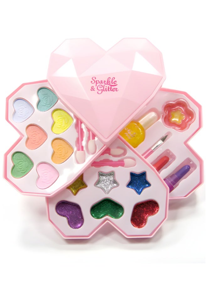 DAT Sparkle & Glitter Heart Makeup Set for Girls, Multi‑Layer Kids Cosmetics Box, Ages 3+ - Image 3