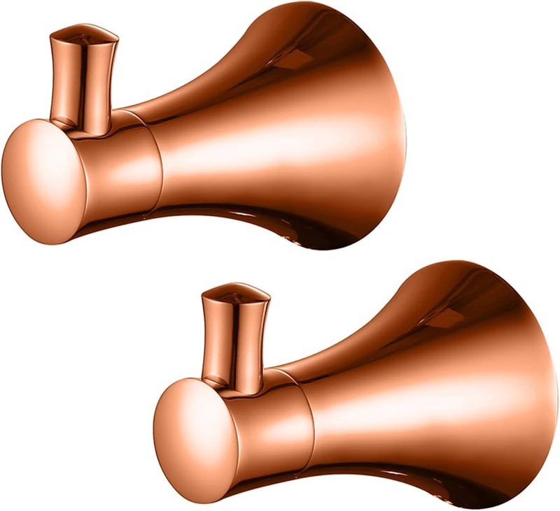 Rose Gold Modern Wall Hooks 2 Pack Stainless Steel Bathroom Towel Coat Robe Hook - Image 2