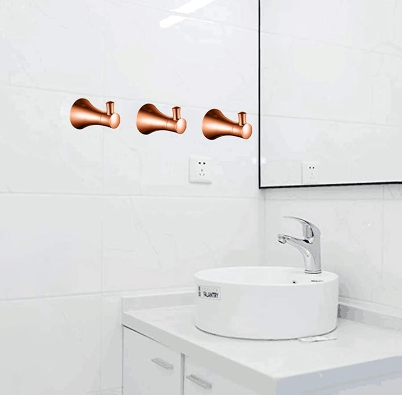 Rose Gold Modern Wall Hooks 2 Pack Stainless Steel Bathroom Towel Coat Robe Hook - Image 4