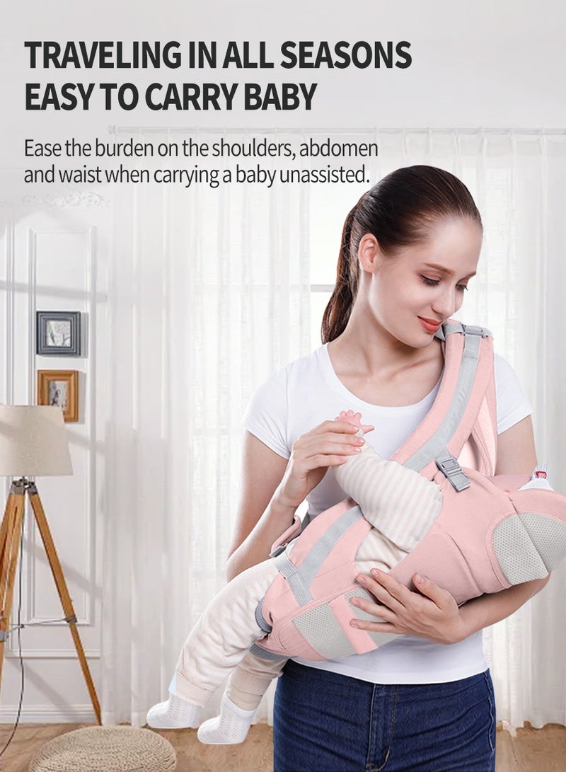 Adjustable Baby Carrier, Baby Carrier with Hip Seat, Baby Lumbar Stool with Storage, Baby Sleeping Bag, Breathable and Comfortable, Six Ways of Use - Image 2