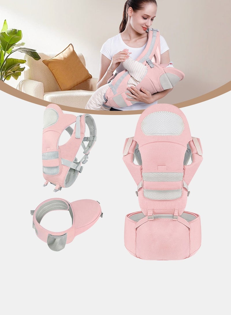 Adjustable Baby Carrier, Baby Carrier with Hip Seat, Baby Lumbar Stool with Storage, Baby Sleeping Bag, Breathable and Comfortable, Six Ways of Use - Image 1