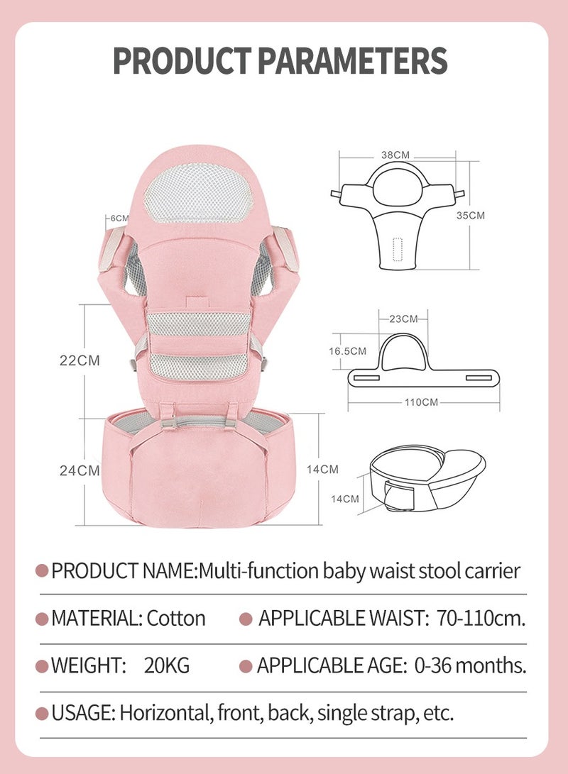 Adjustable Baby Carrier, Baby Carrier with Hip Seat, Baby Lumbar Stool with Storage, Baby Sleeping Bag, Breathable and Comfortable, Six Ways of Use - Image 3
