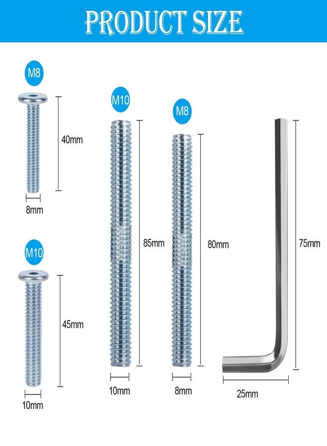 CTTZCKJ Cat Scratching Post Replacement Screws, M10 and M8 Screws for Cat Scratching Post with Allen Wrench 4PCS Threaded Bolt and 4PCS Screw (17 pcs) - Image 2
