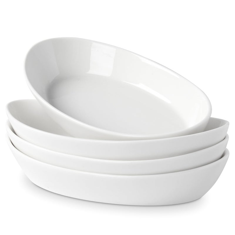 UIBFCWN Au Gratin Baking Dishes 75x45 Ceramic Oval Baking Dish for Single Serving Individual Casserole Dishes Oven Safe Au Gratin Pans for Lasagna  Cobblers 115oz Set of 4