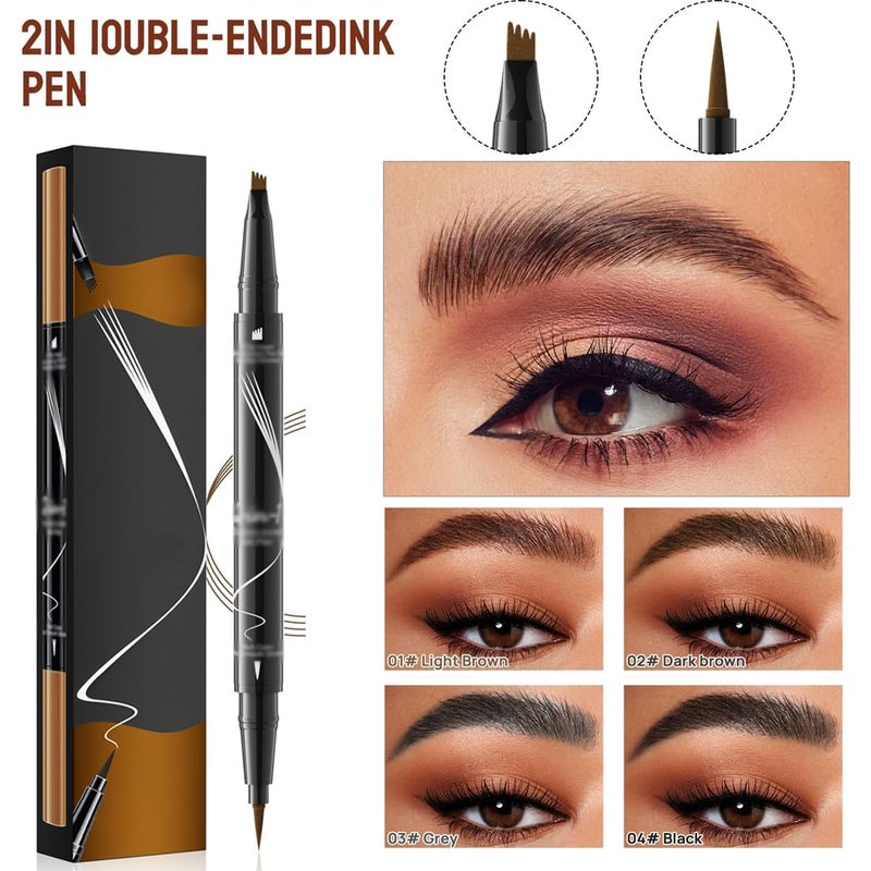 HQR Eyebrow Pencil, Magic Eyebrow Pencil with 4 Tips, Microsplit Points, Durable and Stain Resistant for Natural and Defined Eyebrows - Image 4
