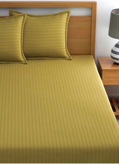 MAXQON Fitted Bed Sheet +2Pcs Pillow Covers, King/Queen/Double/Single Sizes, Color Gold  - Image 4