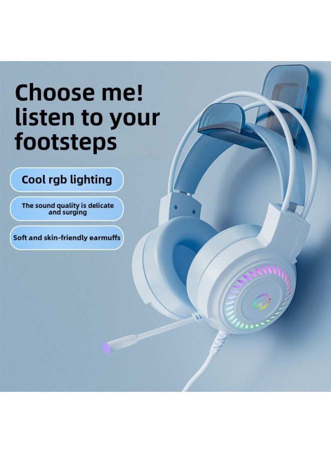 Generic - Computer Headset With Microphone Gaming Desktop Special Wired Microphone Laptop Headset Bluetooth-Color:Package 2 Removable Fashionable Cat Ears - Blue Short Microphone Matte Version - Image 1