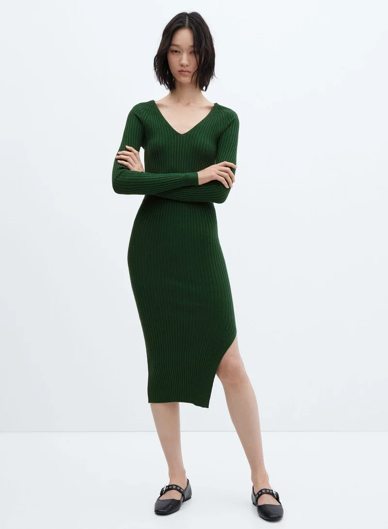 MANGO Side Slit Dress