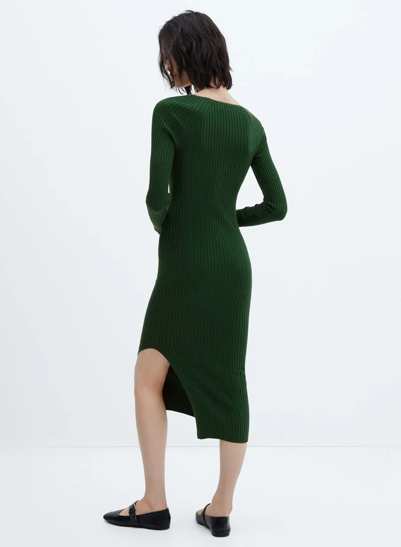 MANGO Side Slit Dress