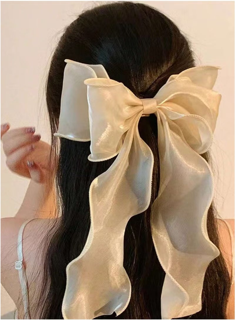 3-Piece Gauze Cute and Beautiful Bow Hair Accessories for Women Girls (Blue + Pink + Apricot) - Image 4